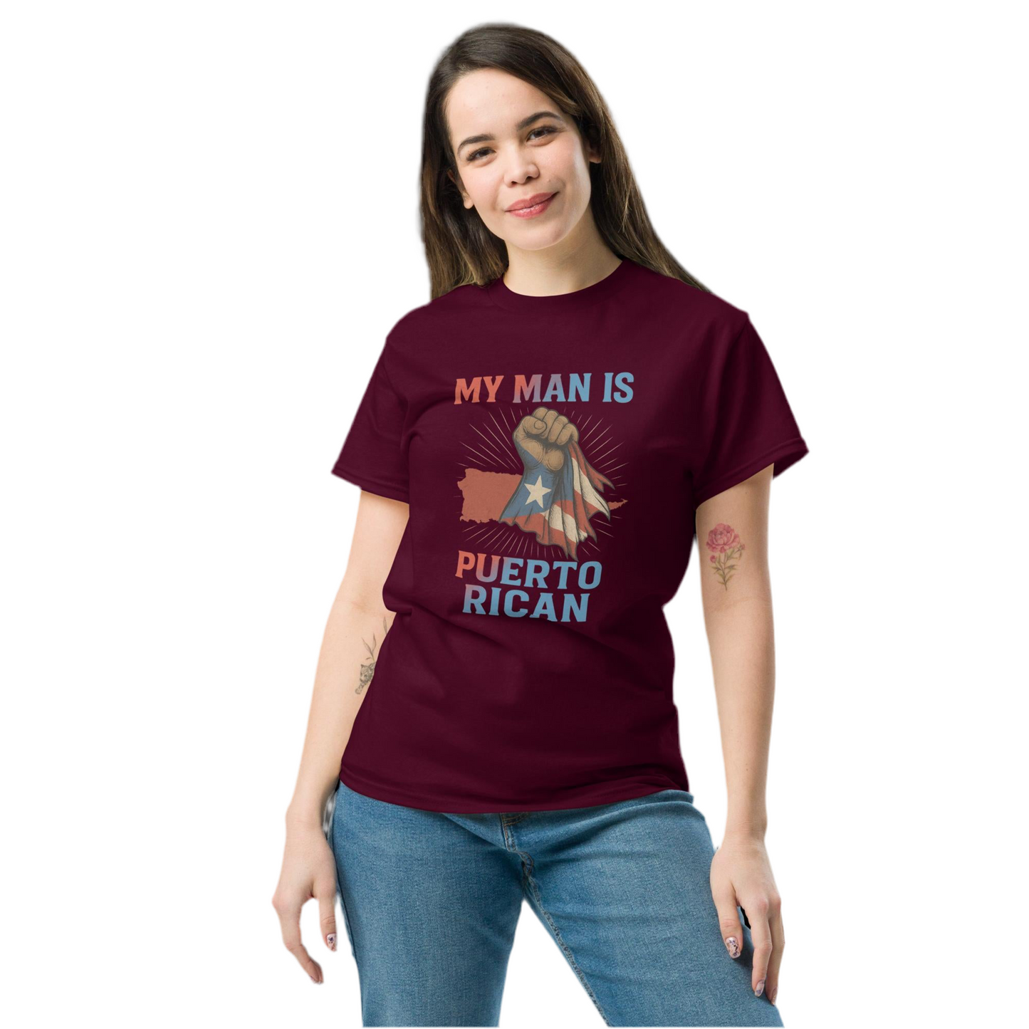 My Man Is Puerto Rican Flag Pride Graphic Tee